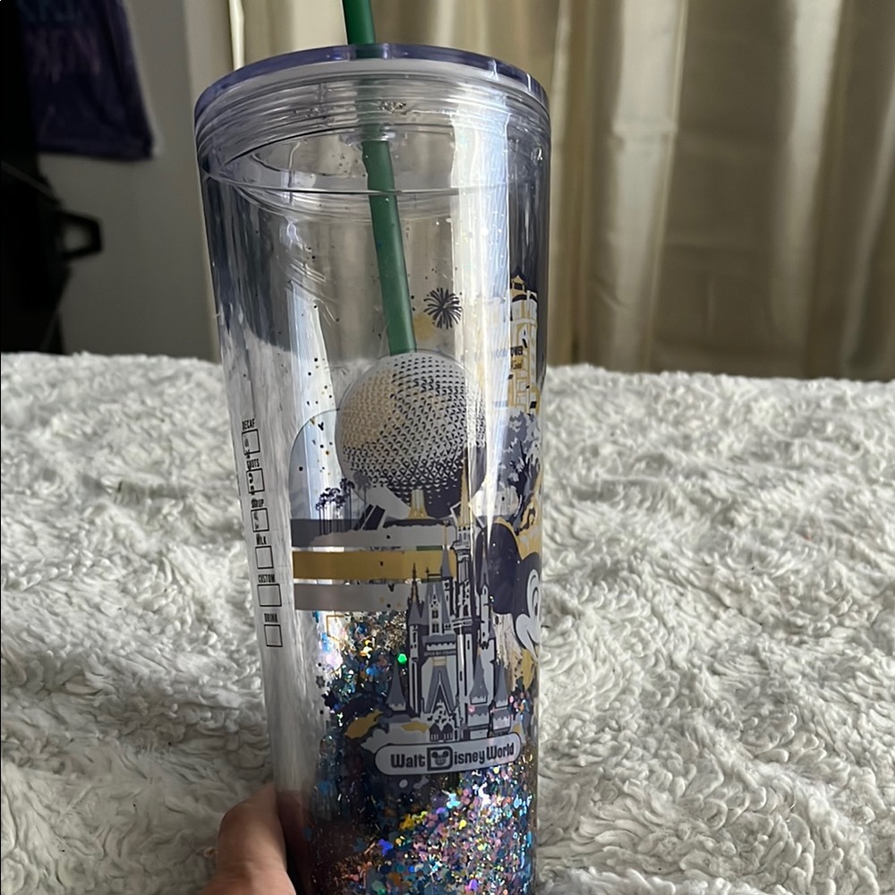 50th Anniversary Disney Glitter Tumbler with Green Straw